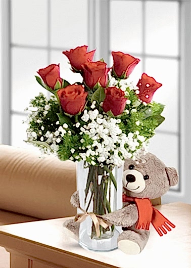 7 Kırmızı Gül Ayıcık