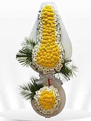 2 Katlı Sarı & Beyaz Çelenk