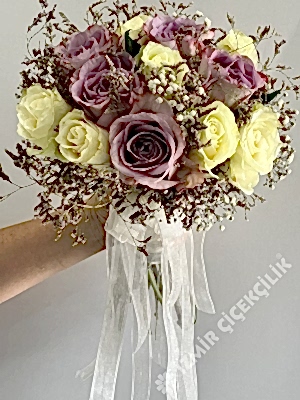 Beyaz & Lila Gül Gelin Çiçeği