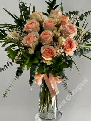Dekoratif İthal Somon Gül Aranjmanı