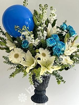 Deluxe Mavi Gül & Lilyum Aranjmanı