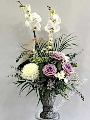 Kadehte Orkide & Lila Gül