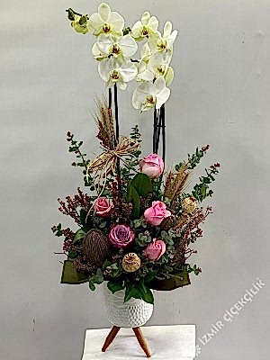 Pembe Gül Orkide Aranjmanı