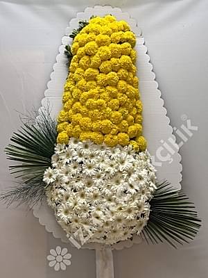 Sarı & Beyaz Gerbera Çelenk